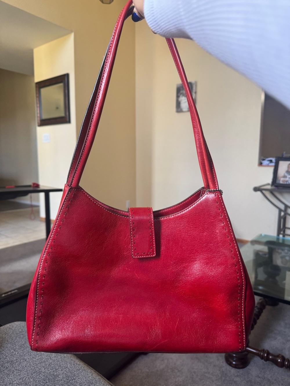 Vintage Fossil "1954 Sedona ll" genuine leather handbag in rust red